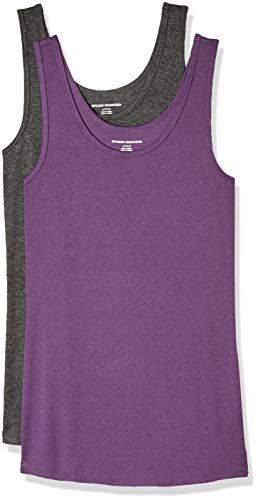 Amazon Essentials Débardeur en Coupe cintrée Femme, Lot de 2, Violet Foncé/Charbon Chiné, XL