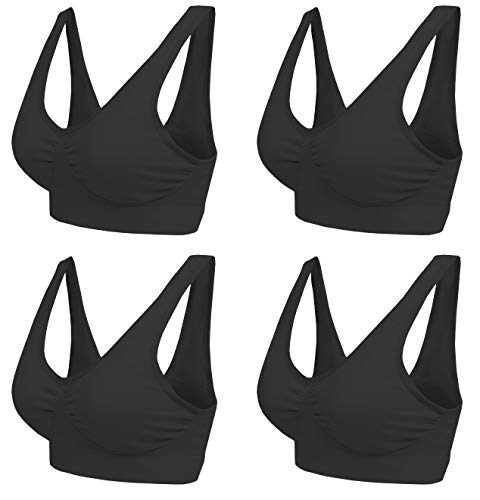 Boolavard Soutien-Gorge Confort Seamless – Soutien Bustier – Soutien-Gorge Sport et Sport, Sporttop, Seamless, Forme Bustier Top sans Accolade (XXL: 116-121cm (90C-100A), 4 x Noir)