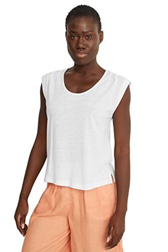 C&A T-shirt à col rond sans manches pour femme, Blanc., L