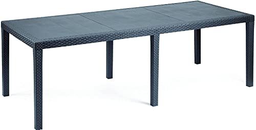 Dmora Table d’extérieur rectangulaire extensible, Made in Italy, couleur anthracite, Dimensions 150 x 72 x 90 cm (extensible jusqu’à 220 cm)