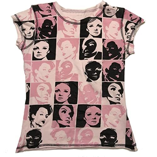 DSAI T-Shirt Grande Taille Femmes été Vogue imprimé T-Shirt décontracté Hauts Harajuku Streetwear à Manches Courtes t-Shirts à col Rond T-A,M