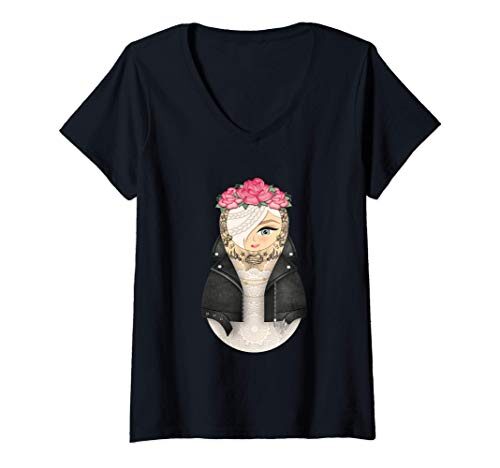 Femme Matriochka Rosa / Bohème Chic / Tatouages / Rockabilly T-Shirt avec Col en V