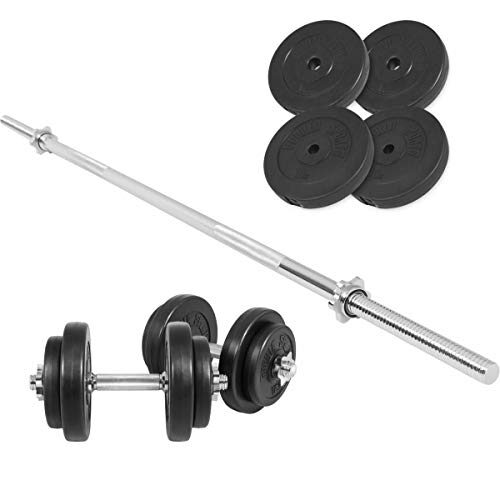 Gorilla Sports Set d’haltères de 60 KG (avec disques Plastique)