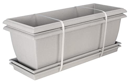 Jardinière Évolution avec Plateau, 50cm – Lot de 2 – coloris aléatoire (Gris clair ou Gris anthracite)