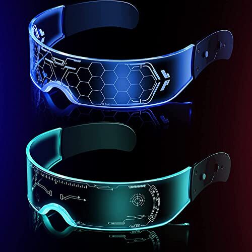 Kimimara Lunettes LED, avec visières lumineuses, pour cyberpunk, fête