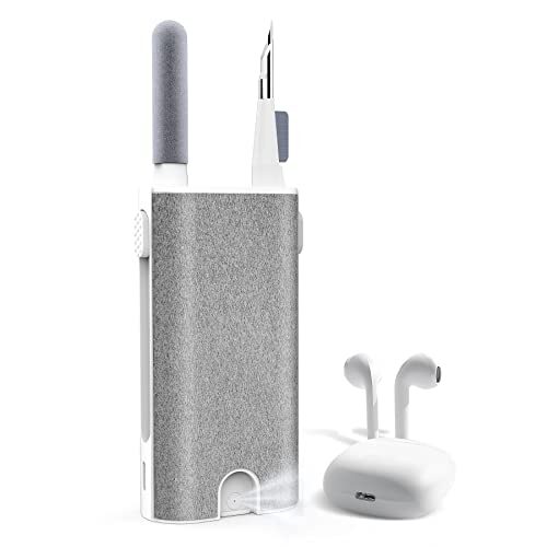 Kit Nettoyage Airpods Pro, Outil de Nettoyage Bluetooth Écouteurs, 5 in 1 Nettoyeur d’écouteurs à Brosse Earbuds, Multifonction Nettoyant pour Airpods Casques, avec 2 Chiffons en Microfibre