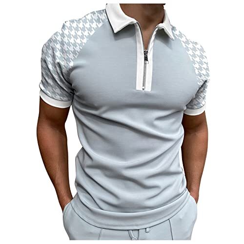 Nouveau style Y2-FA 2023 – Homme printemps et été mode revers lâche fermeture éclair impression numérique 3D T-shirt à manches courtes haut, blanc, L