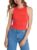 oodji Ultra Femme Crop Top Côtelé, Rouge, S