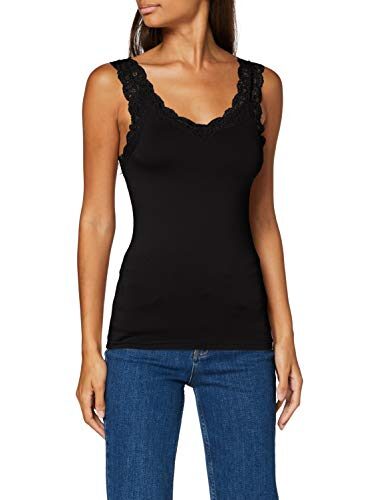 Pieces Pcbarbera Lace Top Noos, Noir, M Femme