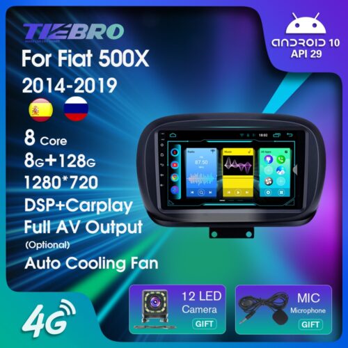 Tiebro 8G+128G Android 10 Car Radio For Fiat 500X 2014 Car Multimedia Video Player Navigation GPS Bluettoth Player Android Auto