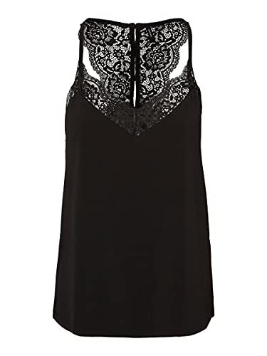 Vero Moda Vmana S/L Lace Top Noos Caraco, Noir, L Femme