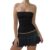 XIXIMAON Bandeau Tube Top Femme Haut Court Dos Nu T-Shirt Sexy Caraco sans Bretelles Débardeur sans Manches Y2K Crop Top Bustier Couleur Unie (Noir, S)